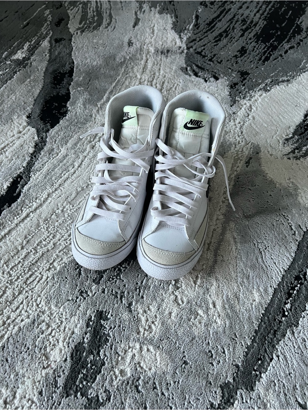 Nike Kids White High-Top Sneakers with Subtle Black Logo